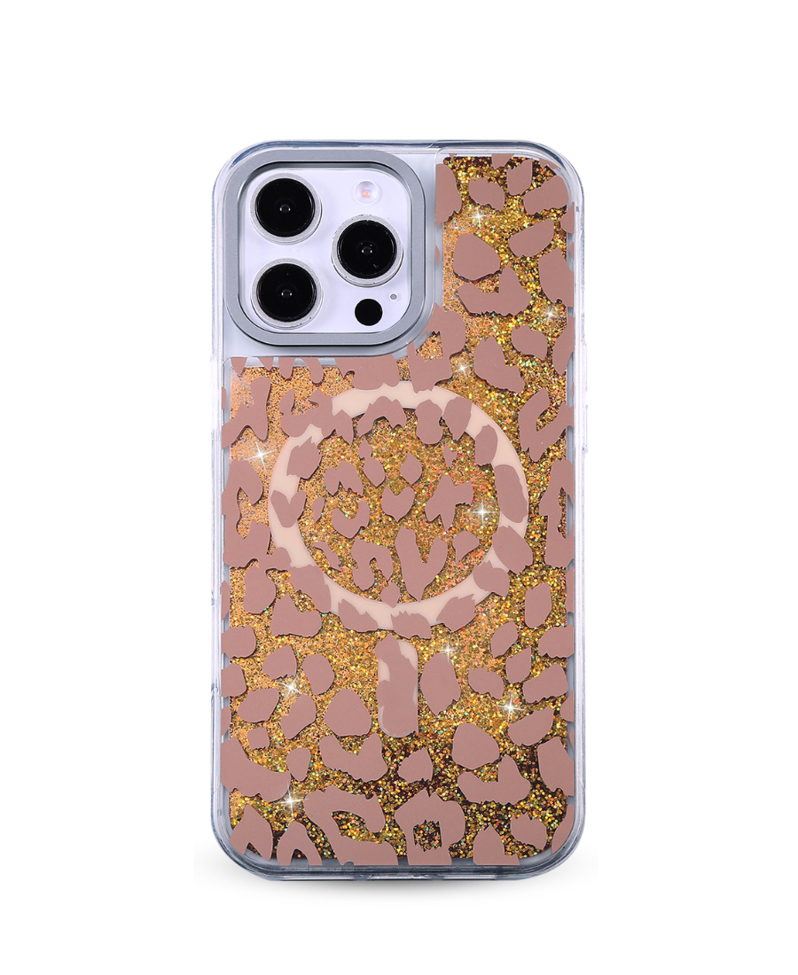 Gold Leopard Glitter MagSafe Phone Case