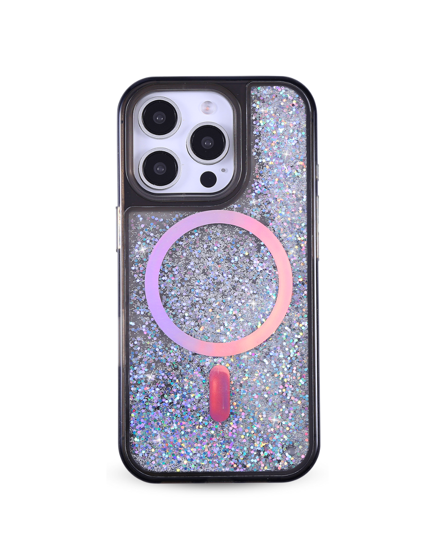 Black Holo Glitter MagSafe Phone Case